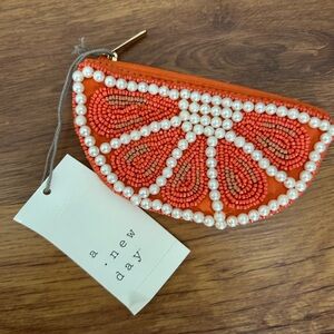 A New Day Orange Beaded Pouch
